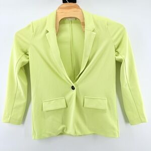 Ultra Flirt Blazer Womens Small Light Green One Button Stretch Career Jacket